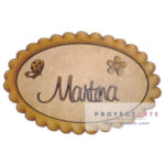 Cartel puntilla c/ nombre y apliques