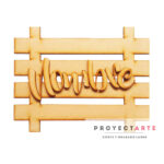 Cartel tipo pallet con nombre