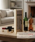 Porta Botella y Corchera en madera