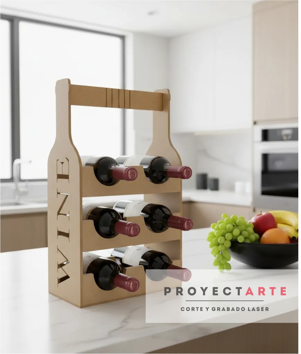 cc823 Bodega Proyectarte, Vinera Madera, Soporte 6 Botellas Vino - Image 1
