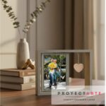 Portarretrato giratorio con corazón colgante