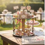 Calesita Porta Golosinas Proyectarte Cumpleaños, Madera 25cm