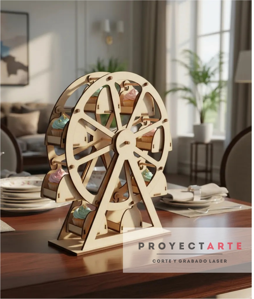 cf1064 Porta Cupcakes Muffins Proyectarte, Rueda Madera, 8 Canastos - Image 1