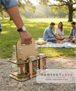 Porta Botellas Finas O Latas Proyectarte, Soporte Madera Asa