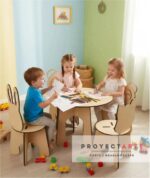 Mesa de tronco + 4 sillas infantiles de animalitos - Image 2