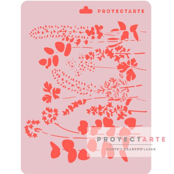 Stencil paisaje de flores