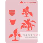 Stencil tres potus con macetas