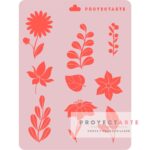 Stencil flores y hojas redondeadas