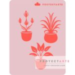 Stencil tres macetas con plantas