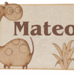 Cartel con animalito y nombre