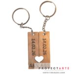 Llavero día de los enamorados en fibra de madera
