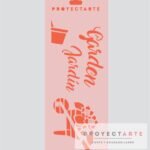 Stencil garden jardin con carretilla