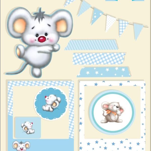 Sticker ratón celeste