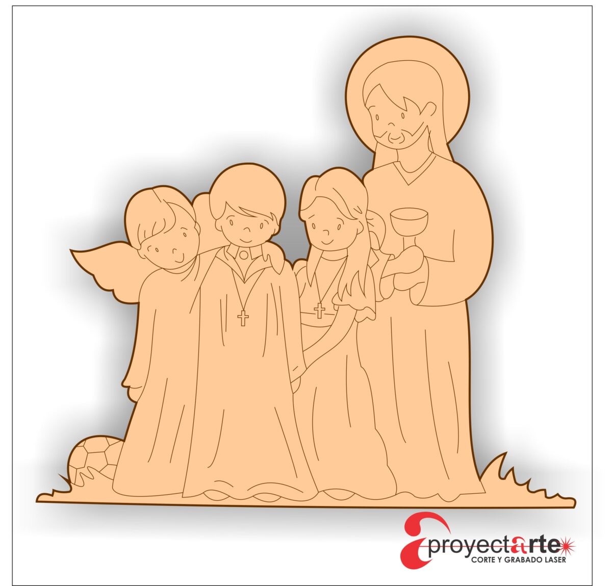 niños con angel y santo - Image 1