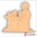 niños con angel y santo