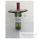 Soporte botella y copas triangulo de 3