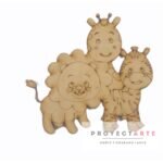 Cebra, león y jirafa