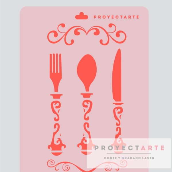 Stencil Cubiertos Calados Grandes
