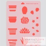Stencil Macetas con Cactus Varios