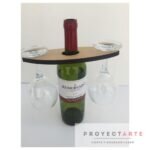 Soporte botella y copas rectangulo curvo de 2