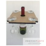 Soporte botella y copas cuadrado de 4