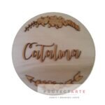 Círculo con nombre flecha y flores 8cm