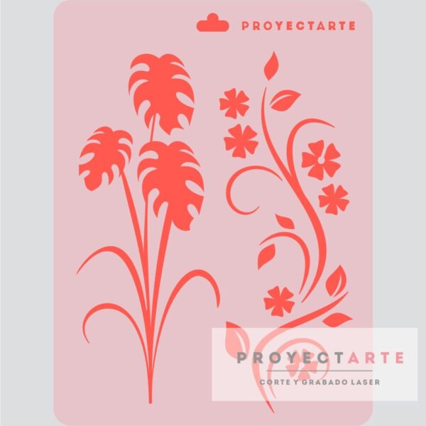 Stencil ramas de hojas