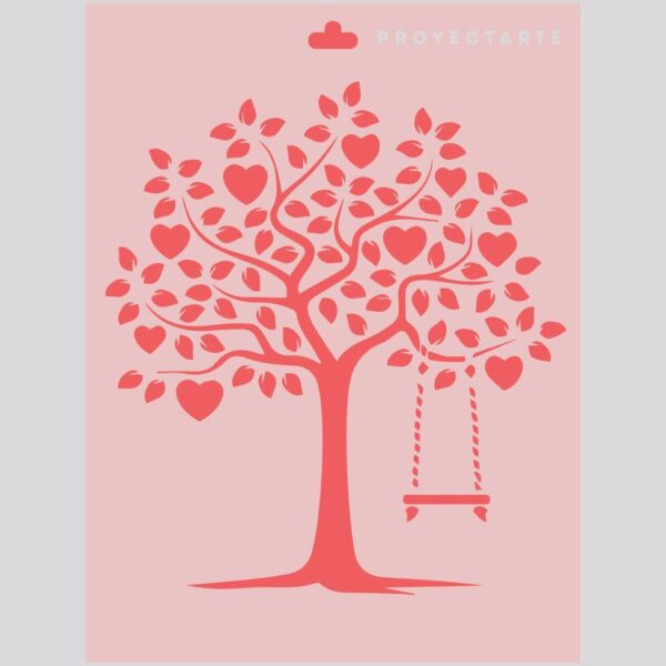 Stencil Árbol corazones y hamaca