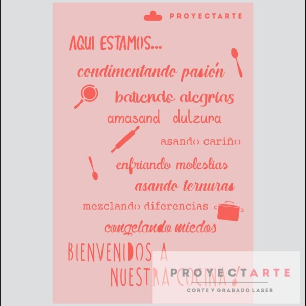 Stencil bienvenidos a nuestra cocina