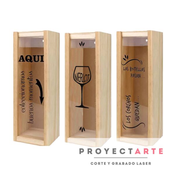 Porta Botella y Corchera en madera
