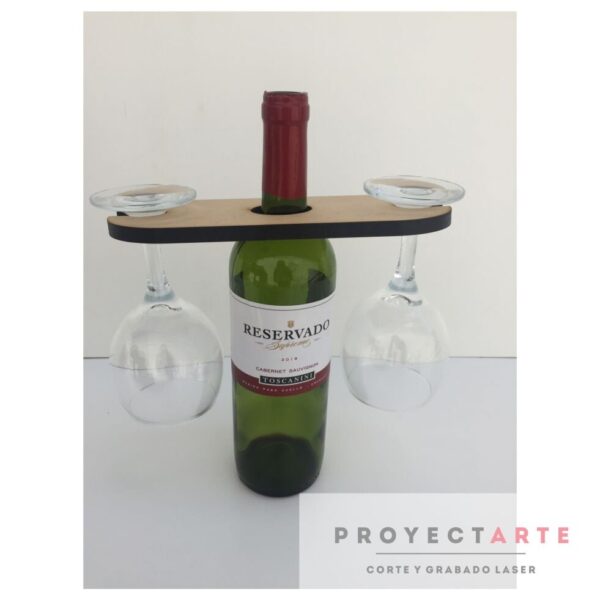 Soporte botella y copas rectangulo de 2