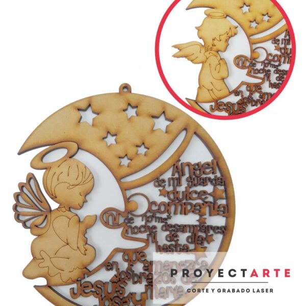Ángel en luna con oración