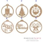 Chirimbolos con adornos navideños realizados en mdf de 3mm