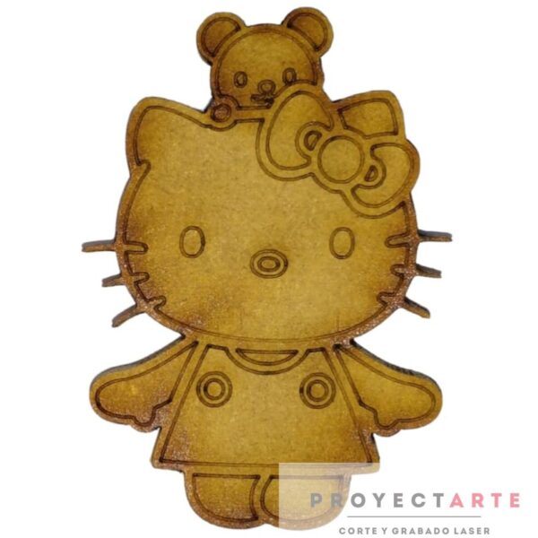 kitty con osito en la cabeza