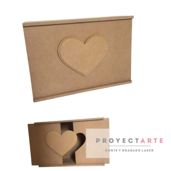 Caja con tapa corrediza corazon