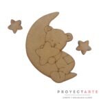 Oso en luna con estrellas