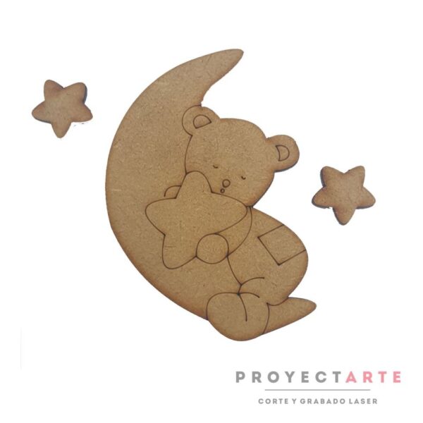 Oso en luna con estrellas