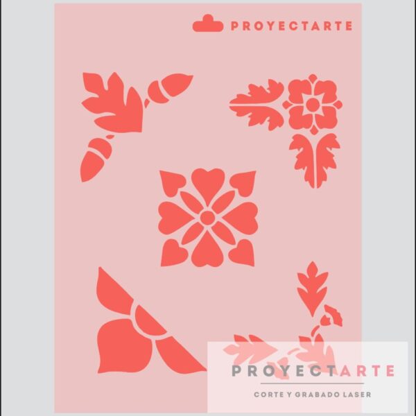 Stencil esquinas flores