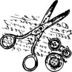 Tijera con escritura