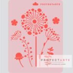 Stencil 3 dientes de león y flores