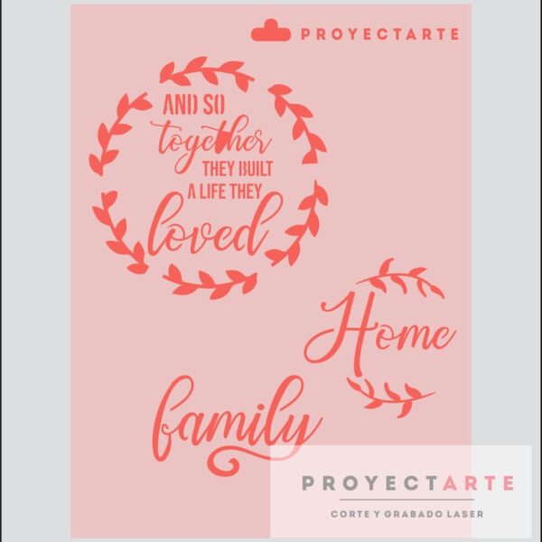 Stencil love family home