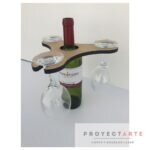 Soporte botella y copas triangulo curvo de 3