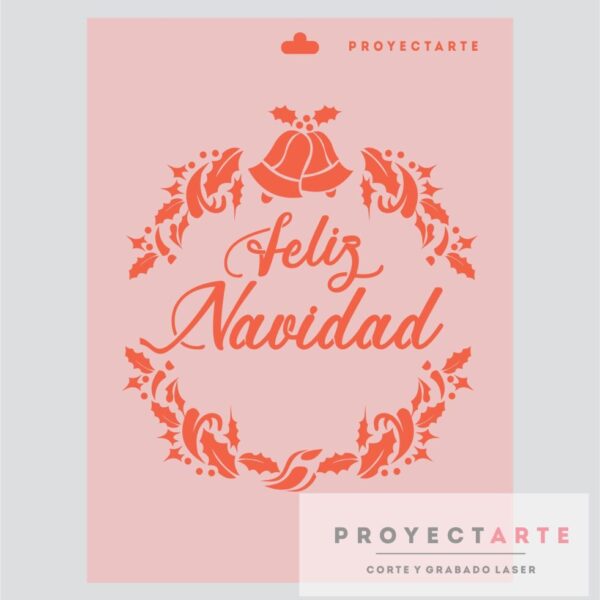 Stencil Corona Feliz Navidad