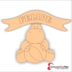 Hipo con pelota y cartel tipo cinta