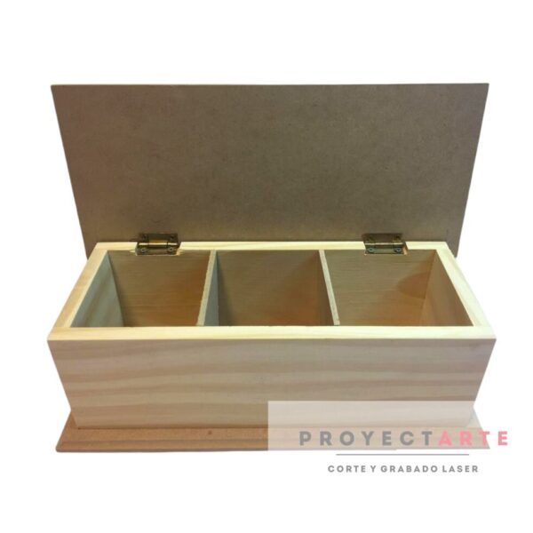 Caja de te x3 horizontal de madera