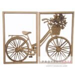 Cuadro díptico Bicicleta con canasto y flores