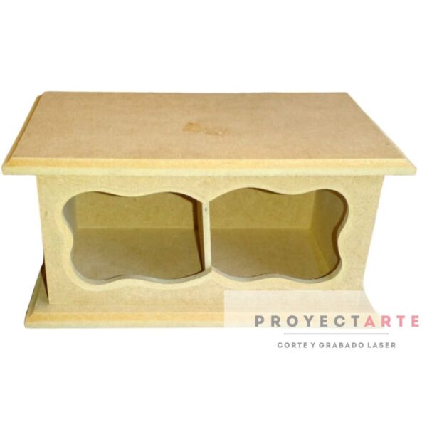 Caja de té fresada dos reparticiones