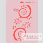 Stencil ramas espiral con flores