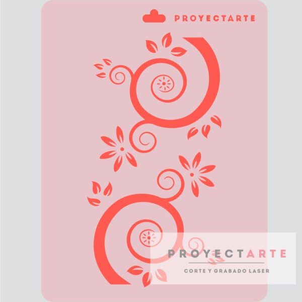 Stencil ramas espiral con flores