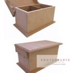 Caja de te con bisagras y dos reparticiones mdf